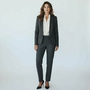 Tibi Classic Career Wear Charcoal Snap Front Wool Blend Blazer Jacket Size 2 NWT